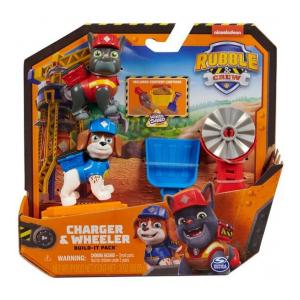 BLISTER 2 FIGURAS CHARGER Y WHEELER EQUIPO RUBBLE PATRULLA CANINA PAW PATROL