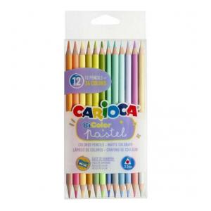 LAPICES DE COLORES BICOLOR PASTEL CARIOCA