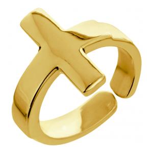 ANILLO AJUSTABLE CRUZ BAÑO DE ORO AMARILLO