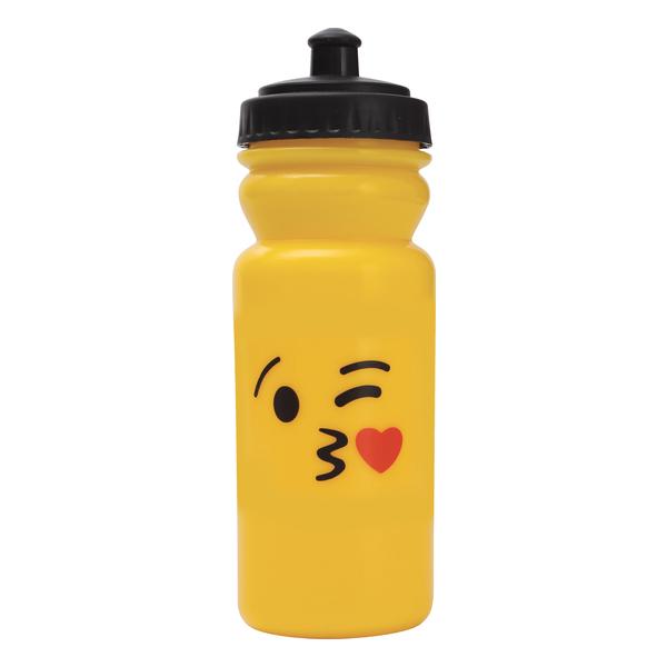 BOTELLA 600ML PLASTICO EDICIÓN EMOTICON - BESO CORAZON