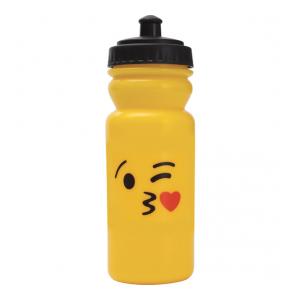 BOTELLA 600ML PLASTICO EDICIÓN EMOTICON - BESO CORAZON